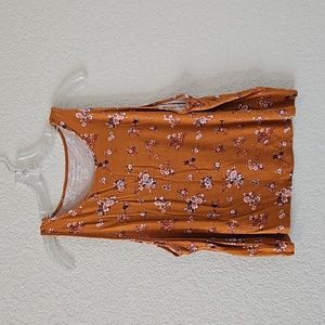 American Eagle Orange Floral Soft & Sexy Tank Top